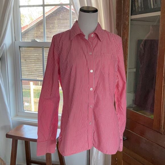 American Eagle Red & White Striped Buttondown, Size 14 - Picture 2 of 6